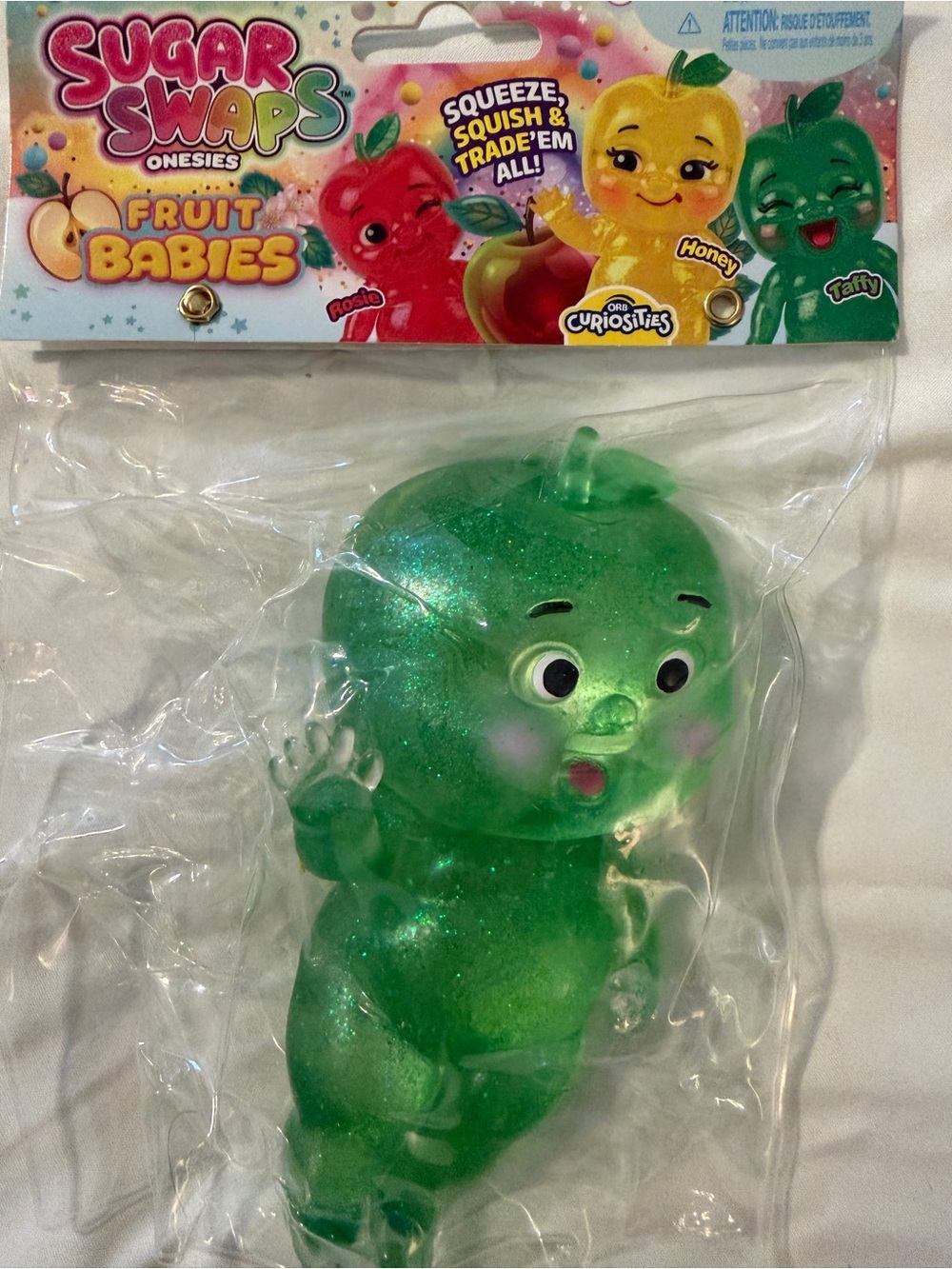 ORB Sugar Swaps Fruit Babies Green Glitter Squeeze Squishy Toy - Taffy